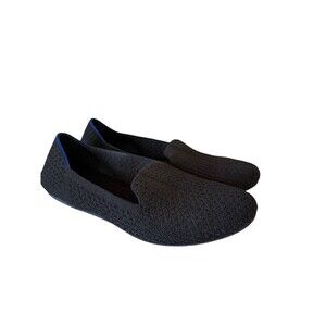 Rothy’s The Loafer Black Honeycomb Round Toe Slip On Flat Shoes Womens Size 8.5